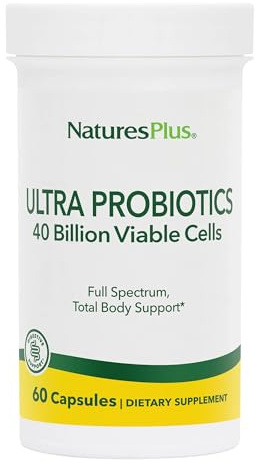 NaturesPlus Ultra Probiotics - 60 Vegan Capsules - Full Spectrum Total Body Support - Includes Prebiotic Acai - 60 Servings