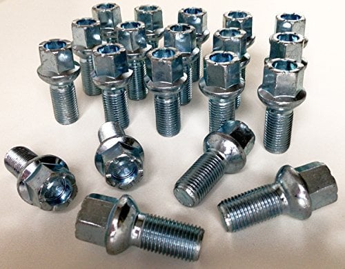 Set of 20 alloy wheel bolts M14 x 1.5 thread 27mm long, radius seat, 17mm Hex suitable for Mercedes