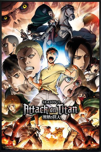 Close Up Attack On Titan Poster Season 2 Key Art (93x62 cm) gerahmt in: Rahmen schwarz