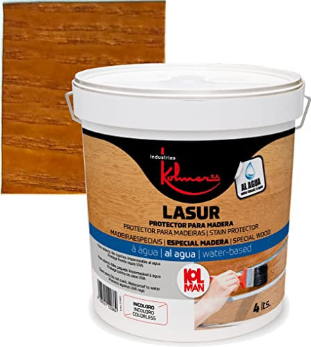 Protector para madera al agua Kolman Nature. Lasur protección madera (4 litros, teca)