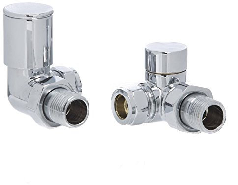 Altecnic Modern Corner Polished Radiator Valves Chrome