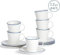Nicola Spring Farmhouse Coffee/Tea Cup & Saucer Set - 250ml - White/Blue - Set of 12 Pieces
