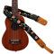 MUSIC FIRST Originelles Design Dark Night Garden weicher Musselin & Echtleder Ukulele Schultergurt mit Schließfach aus echtem Leder