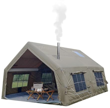 Sport Tent 4 Season 6-8-10 Person Deluxe Family Tent Camping Tent with Separate Living And Sleeping Area,3000mm Waterproof Large Pop-Up Tent with Pump and Stove Jack Hole
