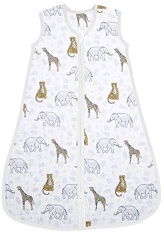 aden + anais™ Baumwoll-Musselin-Schlafsack, 1,0 TOG Wert, tragbare Decke für Babys, Bunte Muster für Mädchen & Jungen, Schlafsack für Neugeborene aus 100% Baumwoll, 6-18 Monate, Jungle
