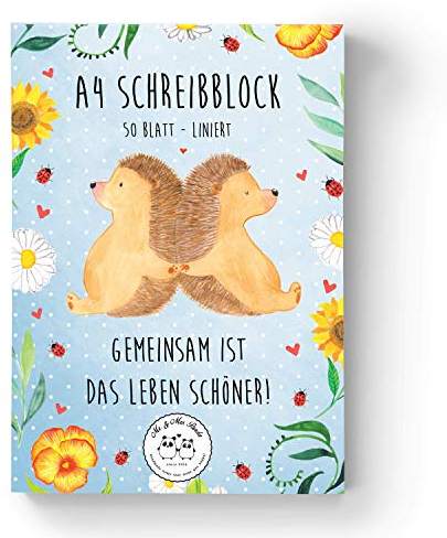 Mr. & Mrs. Panda A4 Schreibblock Igel Liebe - Geschenk, Verliebt, Collegeblock, Ehefrau, Jahrestag, Freundin, Papierblock, Motivblock, Notizblock,