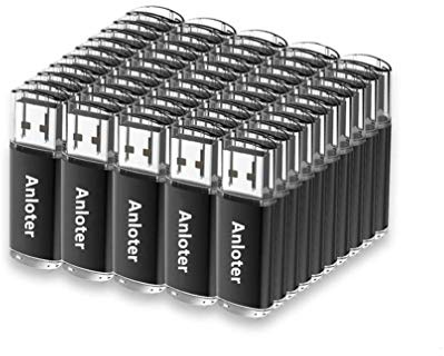 Anloter confezione da 50 chiavette USB Flash Drive Memory Stick Pen Drive Thumb Storage per computer, laptop, Mac, tablet, regalo (512MB, Nero)