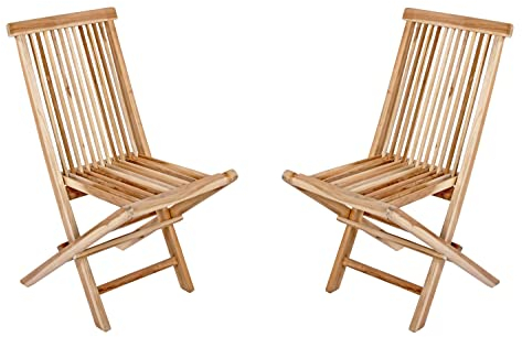 SAM 2er Set Balkonstuhl Menorca, Teakholz massiv, zusammenklappbarer Gartenstuhl, Klappstuhl für Balkon, Garten & Terrasse