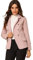 Allegra K Femme Veste Jean Décontractée Manches Longues avec Poches Rose L