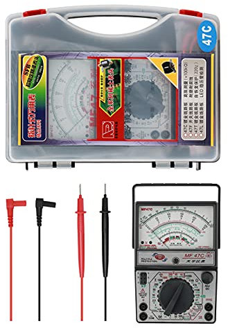 Multimetro Meccanico, Multimetro A Puntatore Analogico Mf47 Misuratore di Tensione/Corrente/Resistenza/Capacità Ac/Dc Con Cicalino Anti-Bruciatura (0-2500 V, 0-10K Ohm, 0-10 A)
