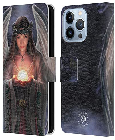 Head Case Designs Offizielle Anne Stokes Engel Julfest Leder-Wallet-Hülle Kompatibel mit Apple iPhone 13 Pro