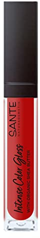 Sante Naturkosmetik Natürlicher Lipgloss mit glänzendem Finish, Mit Sheabutter für gepflegte Lippen, Intense Color Gloss, Nr. 06 Daring Red, 1 x 5,3 ml