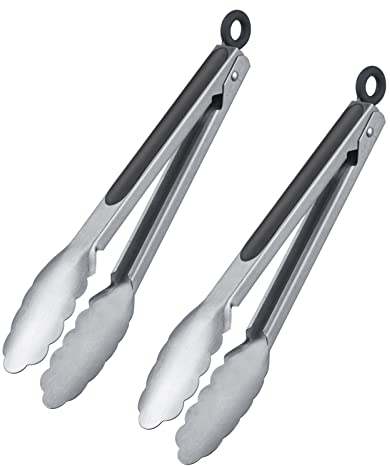 Westmark 162422E3-2 pinze per barbecue, con alette in acciaio INOX e manici gommati, lunghezza: 27,5 cm, in acciaio INOX e plastica, Classic Special Midi, colore: Argento/Nero, 27,5 cm, 2 pezzi