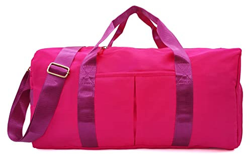Petit sac de sport pour homme et femme, sac d'entraînement pour le sport et les escapades de week-end, sac de sport imperméable avec compartiments à chaussures et vêtements humides (rose rouge), Rouge