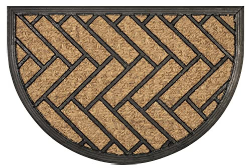OLIVO.shop | PROMO - Zerbino in cocco intrecciato e gomma, tappeto ingresso casa mezzaluna 40x60 cm (DISEGNO 2)