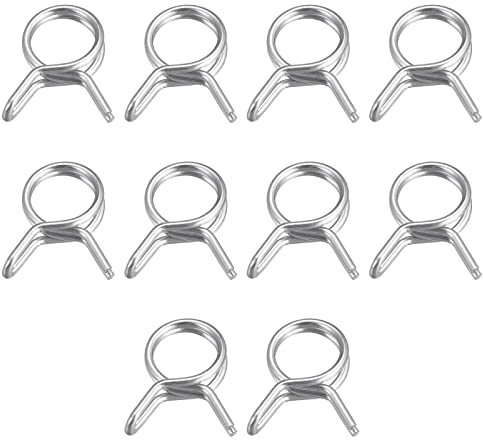 sourcing map Collier Serrage Tuyau Double Fil Ressort, 10pcs 304 Inox Acier 7mm Apte Interne Diamètre 7.8mm-8.2mm OD Tuyau Carburant Conduite Silicone Tube Ressort Clips