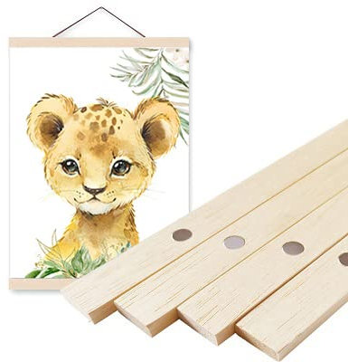 Youihom 4 Stück/Set Magnetische Leiste für A3 Poster Poster Rahmen DIY Hängende Magnetleiste aus Holz zum Aufhängen von Bildern und Wandkunst (Kiefer Wood)