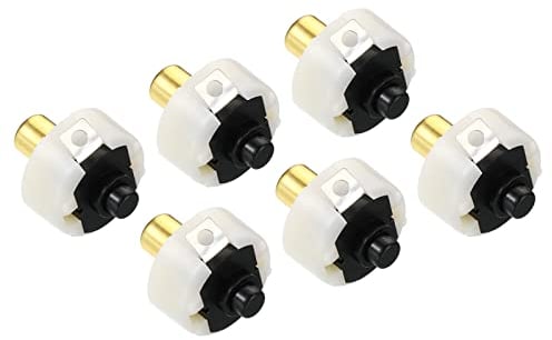PATIKIL 20mm Latching Push Button Switch, 6 Pcs DC 30V 1A On/Off Self-lock Electric Torch Tail Switch for LED Flashlight Light Lamp DIY, Black