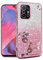 Cover per Xiaomi 11T Pro 5G Trasparente Glitter Silicone Sfumata Fiori Per Donna Ragazza, Aesthetic Custodia per Xiaomi 11T Pro Cover Brillantini Antiurto Ultra Sottile Elegante Case (Rosa)