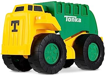Tonka Steel Classics | Scoop and Hauler Garbage Truck | Construction Vehicle, Rugged Design, Realistic Sound Effects, LightUp Cab, Outdoor Toys for Kids, Children, Girls Boys Aged 3+ | Basic Fun 06257