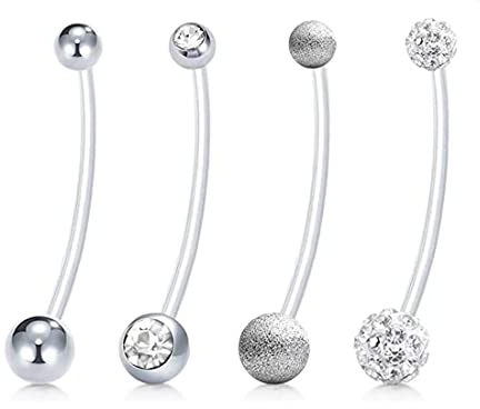 4 stk Schwangerschaft Bauchnabelpiercing Nabel Ringe Acryl Flexible Stab Bauchnabel Piercing