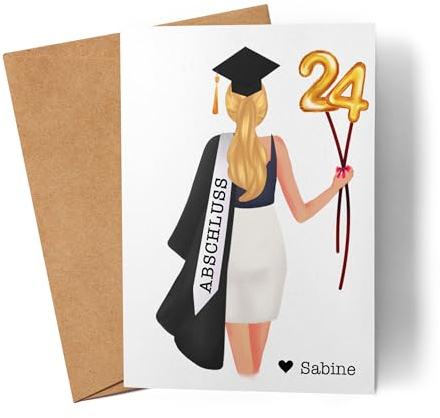 Kiddle-Design Bachelor Master 2025 Abschlusskarte Abschluss Geschenk Personalisiert Name Absolventin Doktor Karte Geldgeschenk Abitur Abi