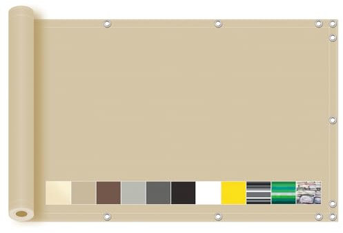 Timizi Fasce Frangi-Vista per Ringhiere 70x200cm, Telo Ringhiera Balcone Esterno Resiste Vento e Pioggia Rete Ombreggiante Facile da Montare per Giardino e Balcone - Sabbia