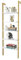 HOMASIS Leiterregal mit 5 Ebenen, Wandregal mit Metallrahmen, Wandmontage Bücherregal Standregal Lagerregal Büroregal, Aufbewahungsregal für Wohnzimmer Zuhause Büro, 61 x 30 x 183 cm (Weiß+Gold)