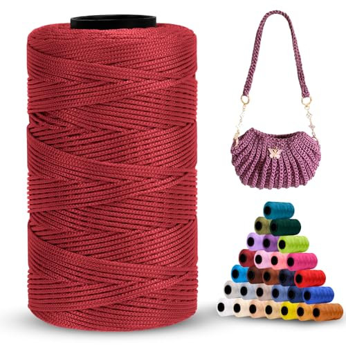 LEREATI Hilo Macrame 1mm x 230m Poliéster Cuerda Macrame 1mm Cuerda Manualidades, Hilos Macrame para Hacer Pulseras Ganchillo Bolsa Sombrero Abalorios Bisuteria Regalo para Tejedor (Fucsia)
