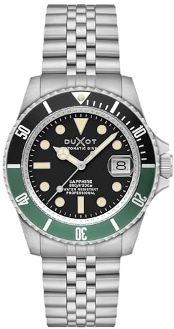 DUXOT DX-2057 Atlantica Diver Herren Automatikuhr mit 5-Link Stahlband und Saphirglas 20 ATM
