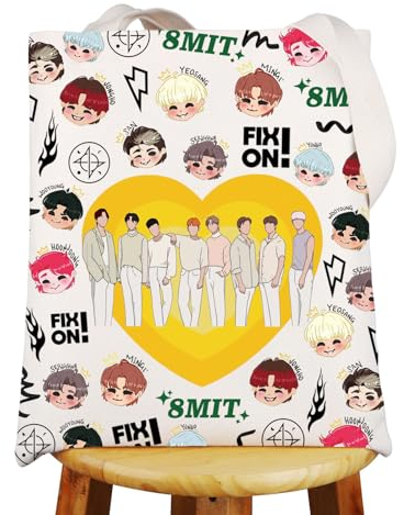 JNIAP K-Pop Group Tote Bag K Pop Lover Gifts Music Group Members Canvas Shoulder Bag K-Pop Band Merchandise, 8 Monate-1 Jahre, Large