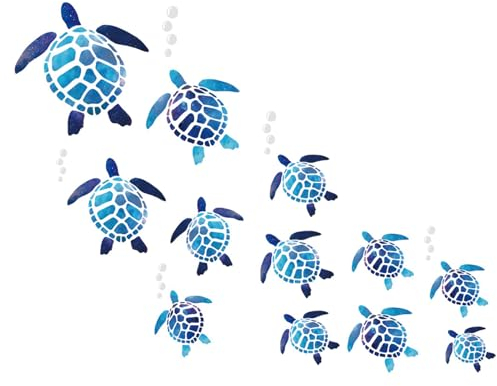 Dibotell 24 Pezzi Adesivi da Parete Tartaruga Marina Vinile Adesivo da Parete Bagno Impermeabile Sotto Il Mare Decalcomanie da Muro Adesivo Piastrelle per Bagno Soggiorno Camera da Letto Asilo Nido