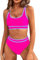 GRMLRPT Maillots Deux Pièces Femme Sexy Sportif Ensemble Bikini pour Femme Mode Col en U Taille Basse Maillot de Bain 2 Pièces (Rose,XL)