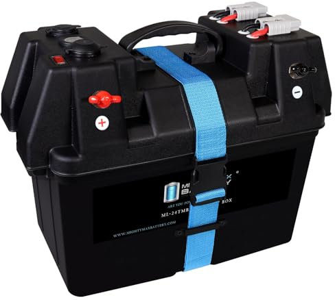 Mighty Max Battery Trolling Motor Smart Battery Box Power Center for 12V Batteries Group 24, 27, 31 Marine Battery Box with Dual USB, 12V DC Outlet, Voltmeter and Circuit Breaker