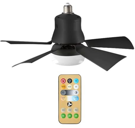 Ceiling Fans with Lights,Ceiling Lights with Fan Timing and Remote, 3 Speeds 2 Colors Dimmable LED Ceiling Light, Modern Fan Lamp for Bedroom Living Room (Black)