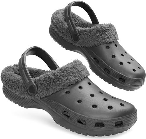 CityComfort Zoccoli Uomo, Foderato in Pile Ciabatte da Giardino, Pantofole da Casa - Regalo Uomo (Grio, 44 EU)