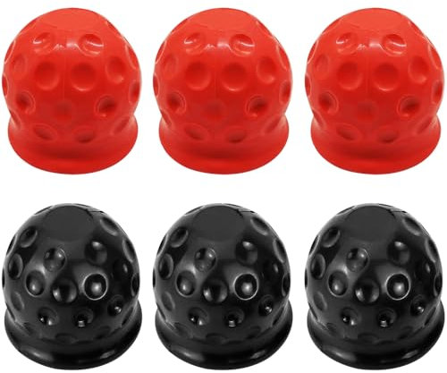 HXSYKJDM 6 Stück Anhängerkupplung Abdeckung, 50mm, Schwarz/Rot, Gummi, Praktisch