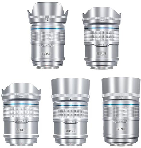 SIRUI Sniper Autofocus Objectifs Kit, 16mm, 23mm, 33mm, 56mm, 75mm F1.2 Grand Angle APS-C pour A5, A6, FX30, ZV-E10 (Monture E, Argent)