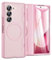 Caka Custodia per Samsung Galaxy Z Fold 6 [ricarica magnetica] [protezione cerniera] [protezione schermo HD integrata] Cover rigida traslucida antiurto magnetica per telefono Fold6 - rosa