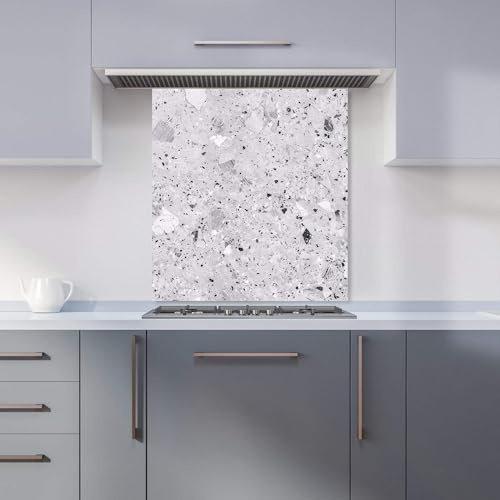 Premium Silver Grey Quartz Effect Kitchen Splashback 6mm Toughened Glass Kitchen Splashback – Heat Resistant Splashback for Kitchens, Perfect for Cookers and Hobs, Polished Edges