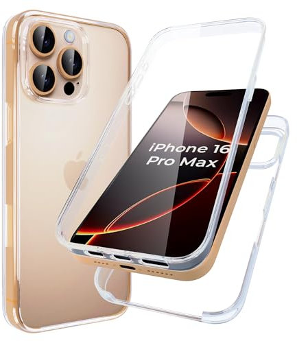 Clear Case For Apple iPhone 16 Pro Max (2024) 360° Front And Back Protection Transparent Silicone Phone Cover 2 in 1 Case For iPhone 16 Pro Max 6.9'' (Clear)