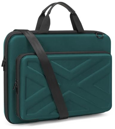 MOSISO Sacoche Ordinateur Portable de Coque Rigide Homme Femme,Pochette Ordinateur 17 Pouces Compatible avec MacBook/HP,Sac PC Portable 17,3 Pouces avec Poche Avant&Bandoulière,Vert Sarcelle