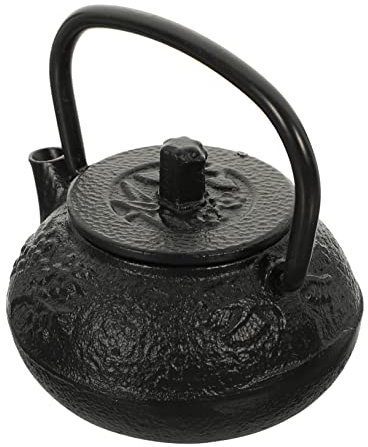 ABOOFAN 2pcs Cast Iron Teapot Farmhouse Teapot Pots for Graves Tea Kettle with Infuser Japanese Tea Kettle Pot Stove Kettle Office Decor Desktop Iron Teapot Adornment Black