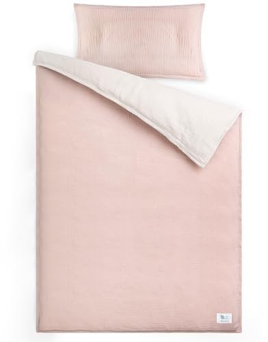 lulumoon Musselin Kinderbettwäsche 100x135: Bettbezug 100x135 + Kissenbezug 40x60 cm aus Baumwolle – Leicht und Komfortabel Bettwäsche Set für Baby Kinder (Creme Sand, 100x135 + 40x60 cm)