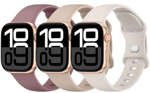 Meliya 3 Pièces Bracelet Compatible avec Bracelet Apple Watch Series 10 9 8 7 6 5 4 3 Ultra Ultra 2 SE SE2 Femme, Souple Silicone Bracelet de Remplacement avec Apple Watch 41mm 40mm 38mm 42mm