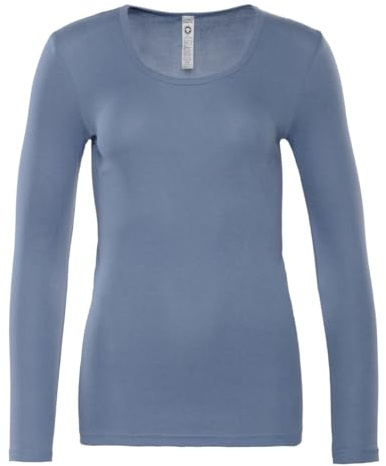 Living Crafts - Johanna - Langarm Unterhemd - Bequemes Hochwetiges Feinripp, Design ohne Seitennähte, Tiefer Rundhalsausschnitt, Schmale Feinripp-Einfassung, Doppelnahtsaum
