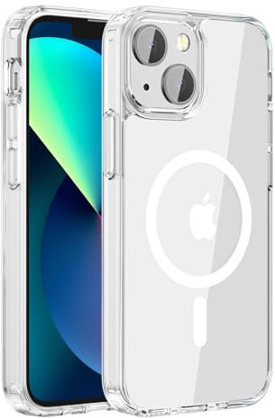 Hualele Magnetic for iPhone 13 Mini Case & iPhone 12 Mini Case, Fit for MagSafe, Clear Back Soft Edge Slim Dropproof Phone Case iPhone 13 and 12 Mini,Crystal Clear