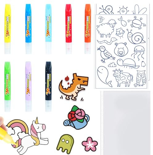 Nurila Window Color Set Kinder, Fensterfarben Kinder, Window Color 8 Pinselfarben 10ML und Zwei Graffiti-Muster, eine A4-Backfolie, Fenstermalfarben für Glas Kreative Fensterbilder und Bastelspaß