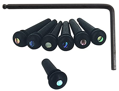 MVOSJFIE Ebony Guitar Bridge Pins,Ebony End Pin with Guitar Truss Rod Adjustment Long Wrench
