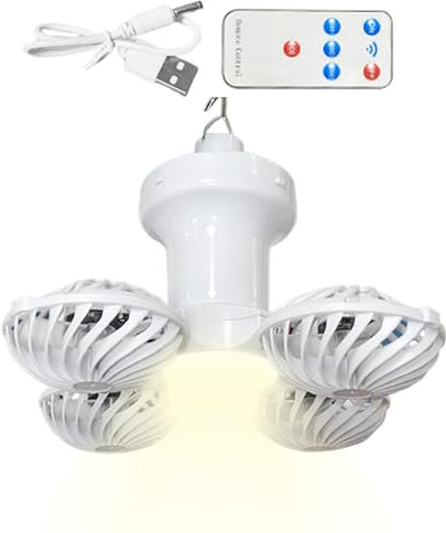 Ventiladores Solares | Ventilador Portátil De Exterior Con Luz LED Solar - Circulador De Aire 2 En 1 Plegable Con Mando A Distancia Para Playa Dormitorio Camping Tienda Senderismo